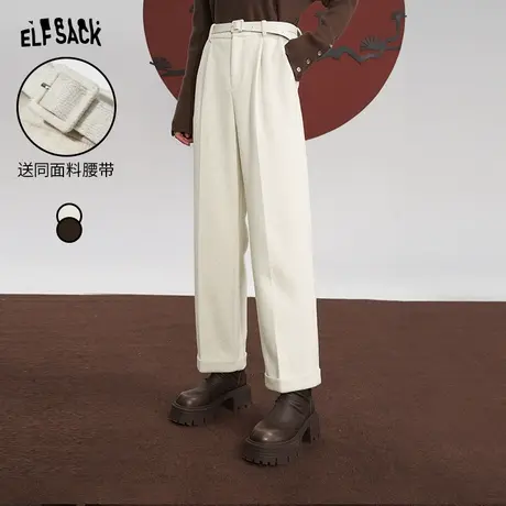妖精的口袋【送腰带】直筒休闲西装裤女2023冬季新款宽松高腰长裤图片
