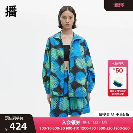 播秋季新款拉链立领宽松休闲大圆点印花短外套女BDP3WD0284商品大图