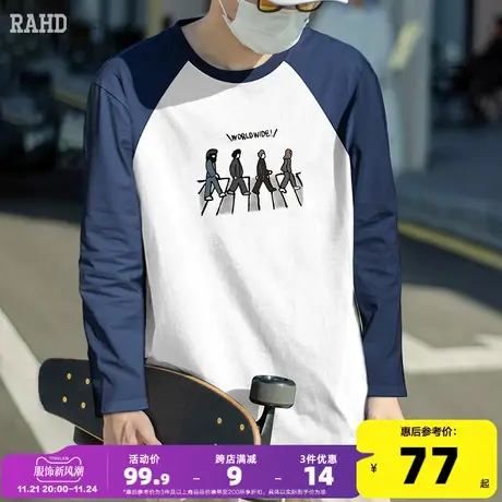 Radiohead纯棉长袖t恤男23春季印花上衣插肩袖宽松休闲内搭学生潮商品大图