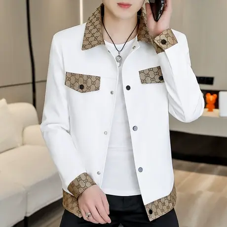 春秋季潮牌帅气外套潮流拼色休闲夹克男士秋装翻领ins褂子上衣服商品大图