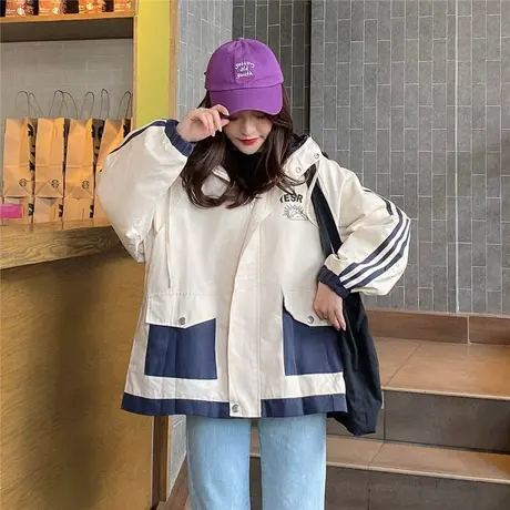 工装外套女春秋2023新款韩版宽松百搭学生夹克oversize短款风衣潮商品大图