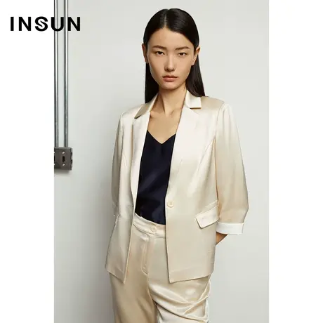 INSUN恩裳线上专选夏季醋酸垂坠有光泽西装外套图片