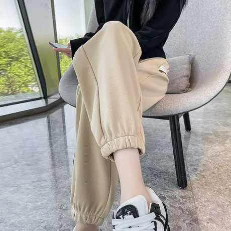 运动裤女宽松束脚春秋季2023新款显瘦九分哈伦小个子休闲工装卫裤商品大图