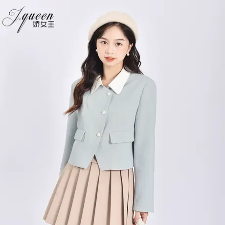 小香风外套女2024秋季新款气质通勤精致百搭撞色翻领小个子短上衣商品大图