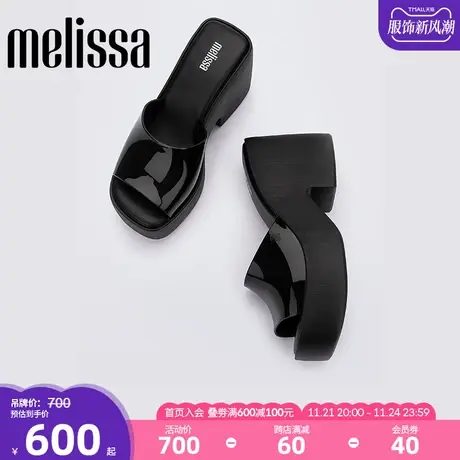 Melissa梅丽莎款POSH气质露趾拖鞋女夏外穿黑色厚底高跟凉鞋35702商品大图