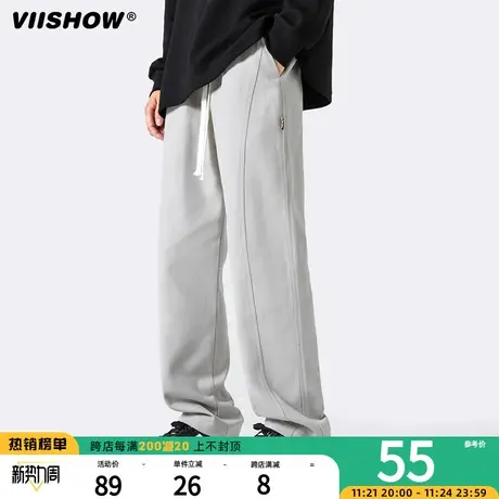 VIISHOW美式重磅灰色卫裤男春秋季宽松直筒休闲裤子痞帅运动长裤商品大图