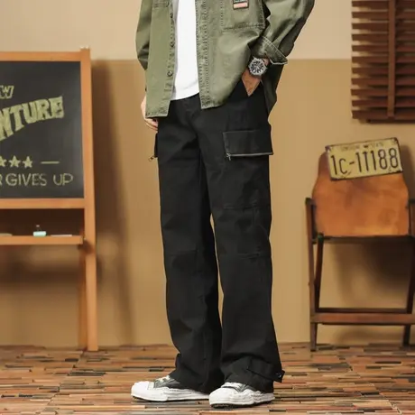 男裤潮流秋冬季男士大码直筒工装裤时尚休闲裤宽松潮流男款裤子商品大图