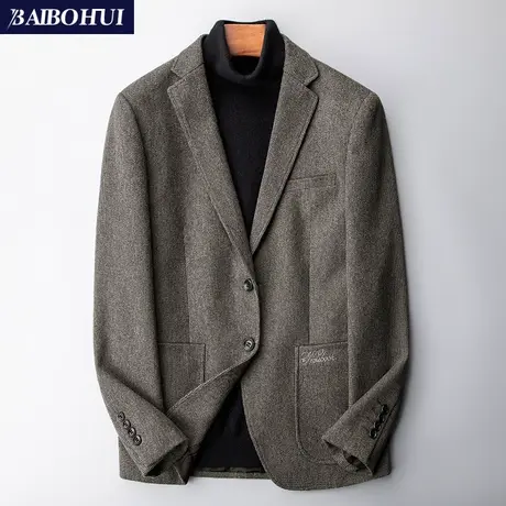 秋冬季休闲西装男士单件上衣韩版潮流时尚呢子小西服外套男修身款商品大图
