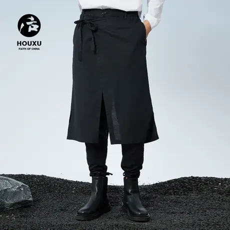 后序休闲裤男小脚长裤春季新款原创设计感假两件男裤中国风裤子男图片