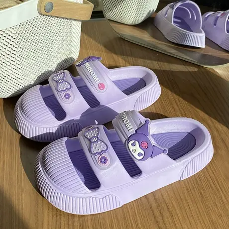 拖鞋女夏季外穿卡通厚底踩屎感居家室内包头防滑库洛米可爱凉拖鞋商品大图