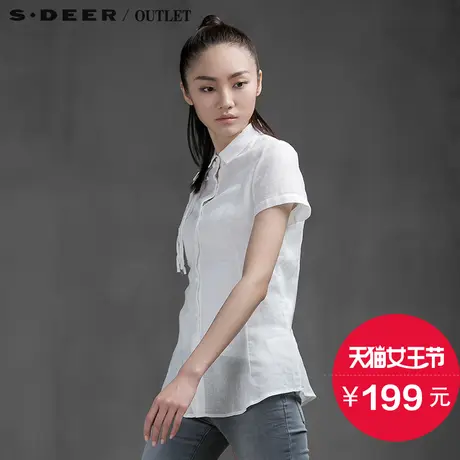 sdeer圣迪奥女装立体绳结扭花微透衬衫S15280419图片