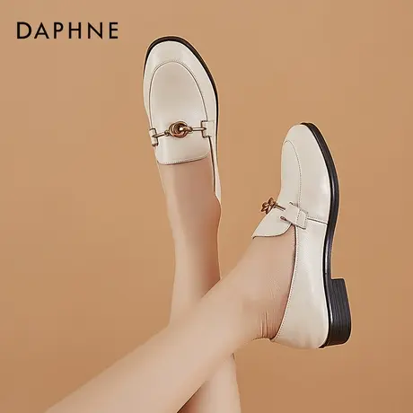 达芙妮平底单鞋女真皮英伦风小皮鞋女软皮休闲一脚蹬马衔扣乐福鞋图片