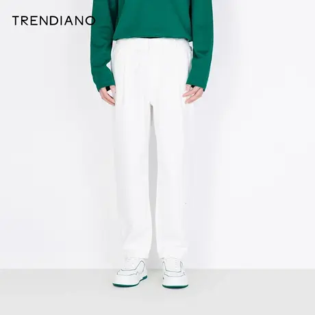 TRENDIANO潮牌新款浅色牛仔裤男士宽松长裤时尚修身直筒裤商品大图