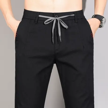 夏季薄款休闲裤男士中年爸爸西裤男裤子男款西服夏天松紧腰西装裤商品大图