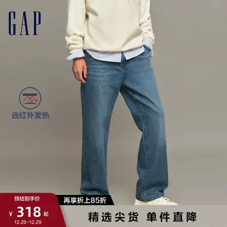 Gap男装冬季新款发热保暖时尚宽松直筒裤牛仔裤潮酷长裤836397图片