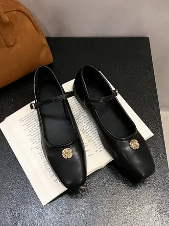 平底黑色玛丽珍单鞋女2024年春季季爆款晚晚温柔风一脚蹬豆豆瓢鞋商品大图