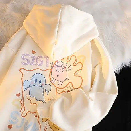 艺术生奶乖连帽卫衣女秋冬季加绒加厚ins潮牌设计感宽松大码外套商品大图