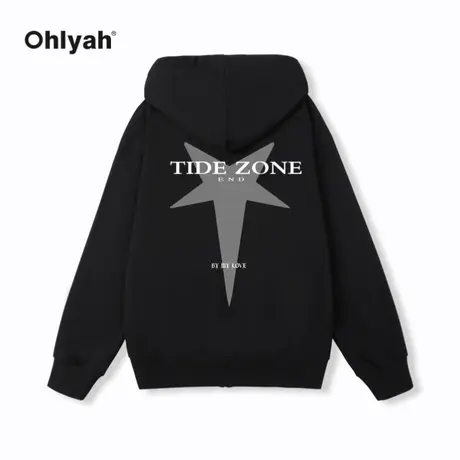 Ohlyah五角星国潮牌美式青少年连帽卫衣宽松男女秋冬薄款团建外套商品大图