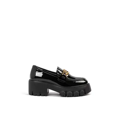 vme舞魅小个子ck内增真皮乐福鞋女厚底新款2023亮皮平底英伦单鞋商品大图