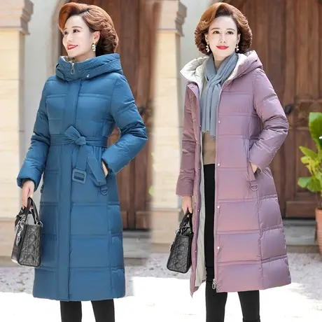 雪中飞不换新款2023冬季款涤纶连帽时尚白鸭绒防寒保暖女士羽绒服商品大图