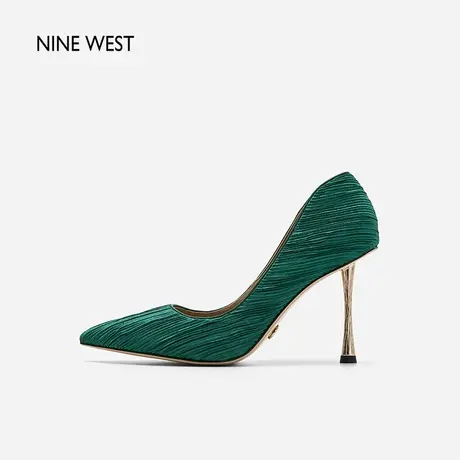 Nine West/玖熙百褶肌理超高跟2023秋季新款尖头小蛮腰跟单鞋女商品大图