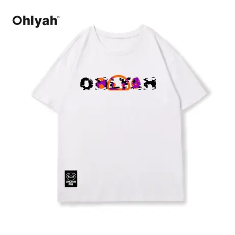 2023新款潮牌英文pig短袖T恤女宽松oversize情侣半袖打底团队定制商品大图