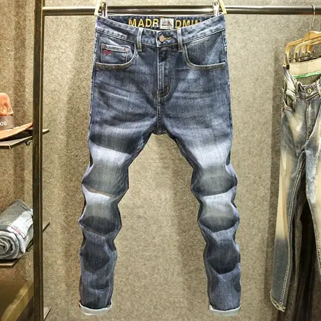 2023秋季新款牛仔裤男修身小直筒裤子水洗弹力百搭男士休闲长裤子商品大图