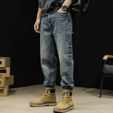 牛仔裤男秋冬男士弹力修身锥形男裤2023新款男款复古大码裤子秋季商品大图