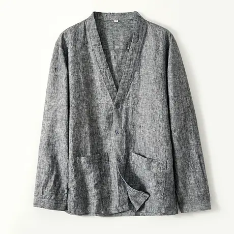 亚麻衬衫男长袖休闲夹克衬衣薄款春季新款中国风外套棉麻男装上衣商品大图