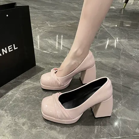 高跟鞋女2023秋季配裙浅口显瘦气质增高显腿长方头女人味仙女单鞋图片