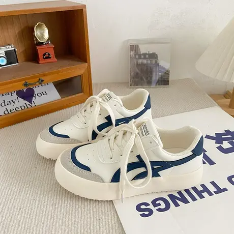 2023爆款厚底休闲运动鞋女春秋拼色ins新款小众百搭跑步小白板鞋商品大图