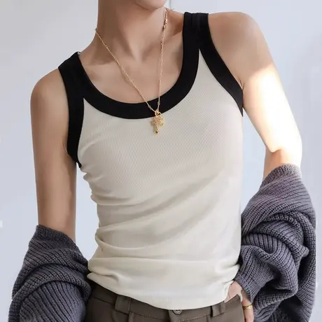 背心女内搭螺纹无袖吊带夏季打底设计感棉上衣外穿遮副乳美背内衣图片