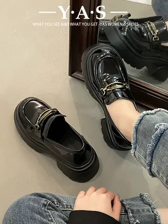 乐福鞋女款厚底2024春季新款复古英伦风小皮鞋黑色百搭单鞋ins潮商品大图
