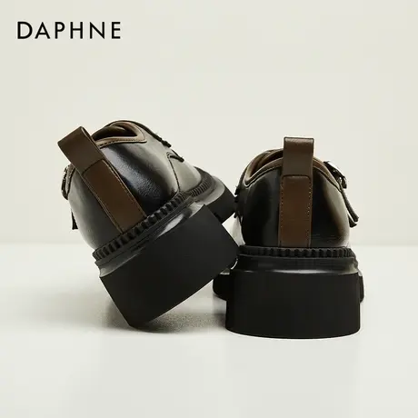 Daphne达芙妮 美式复古~英伦风小皮鞋春秋季时尚双扣粗跟软底单鞋商品大图