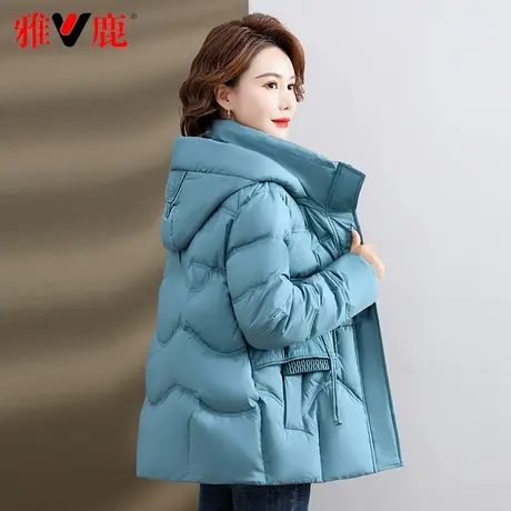 雅鹿妈妈装短款羽绒服女2023新款中老年人时尚洋气连帽外套冬季图片