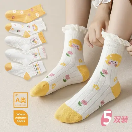 儿童袜子春秋款女童中筒棉袜卡通公主花边秋冬季四季潮袜2022新款图片