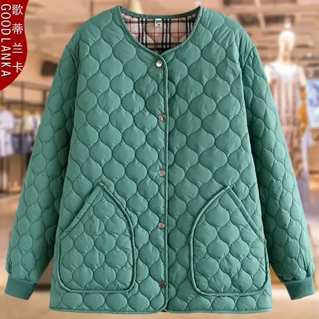 大码妈妈秋冬轻薄款羽绒棉服女宽松洋气中老年夹棉小棉袄棉衣外套商品大图