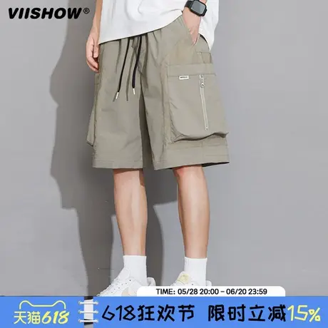 VIISHOW短裤大口袋工装薄款冰丝速干运动裤直筒宽松男款潮流五分商品大图