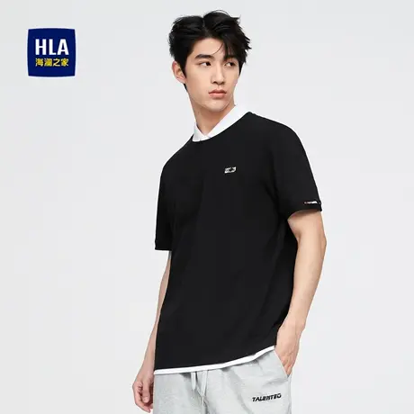 【奥莱】HLA/海澜之家休闲短袖T恤圆领舒弹棉休闲短袖上衣男图片
