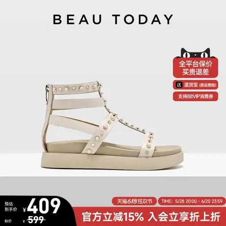 BeauToday厚底凉鞋女款夏季新款镂空罗马凉鞋沙滩鞋女海边配裙子商品大图
