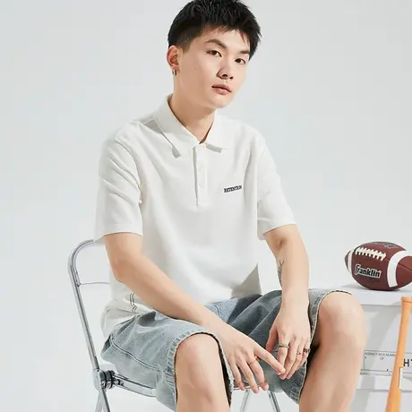 唐狮polo衫男士短袖夏季新款黑色简约休闲上衣服有带翻领t恤商品大图