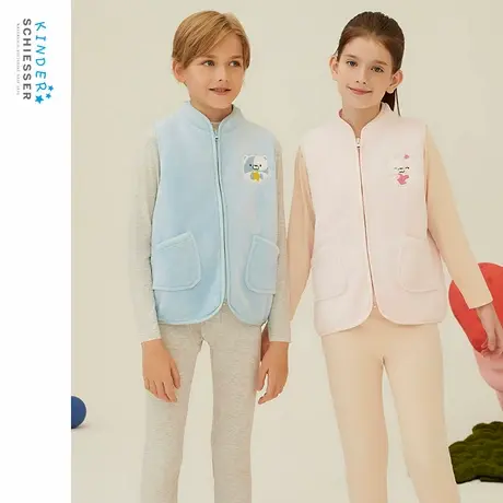 SCHIESSER舒雅秋冬童装男童女童法兰绒立领拉链小熊家居背心马甲商品大图