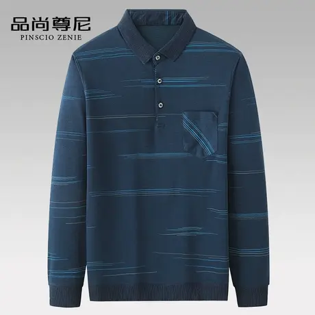 爸爸装秋装上衣长袖t恤线条花纹针织打底衫50-60岁老年人男爷爷装图片