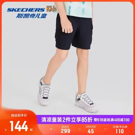 Skechers斯凯奇透气男童夏季宽松短裤儿童梭织时尚黑色户外运动裤商品大图