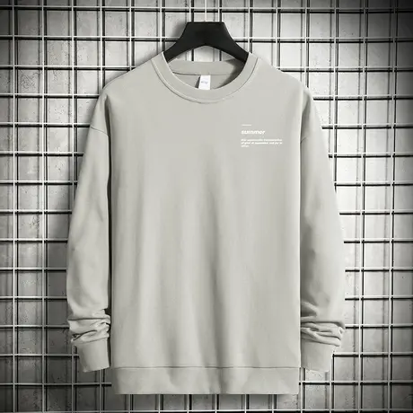 380g重磅纯棉卫衣男秋冬款加绒加厚无帽长袖t恤摇粒绒圆领上衣服图片