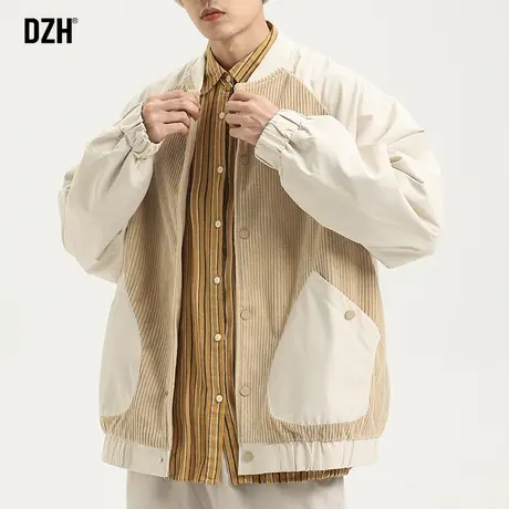 男生灯芯绒拼接棒球服男外套秋季潮高级感男装2023新款飞行员夹克商品大图