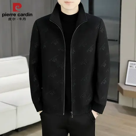 皮尔卡丹冬季新款男士夹克衫中年爸爸装加绒加厚保暖外套商品大图