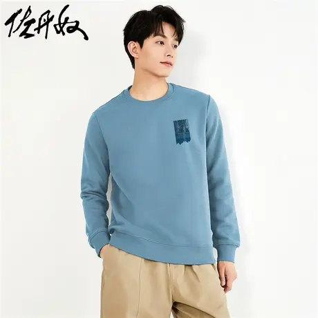 佐丹奴联名卫衣男秋冬新款加绒加厚潮流时尚印花抓绒衣男91093313图片