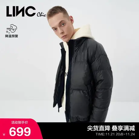 LINCCHIC金羽杰羽绒服男加厚皮质感CP情侣款短款羽绒服N22801106商品大图