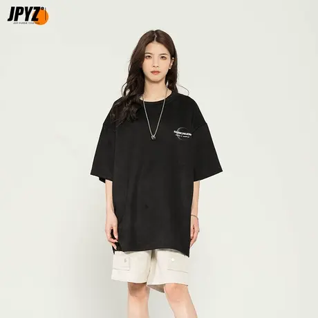 夏季嘻哈短袖t恤男潮流水洗麂皮男士复古薄款半袖T恤情侣装上衣服图片